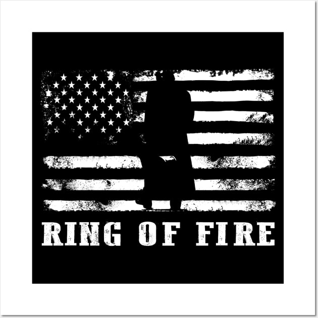 Distressed American Flag Ring of Fire Wall Art by Symmetry Stunning Portrait